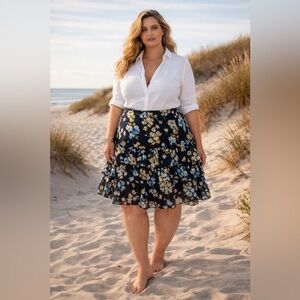 Lauren Ralph Lauren black label Floral Tiered Ruffle Skirt – Size 20